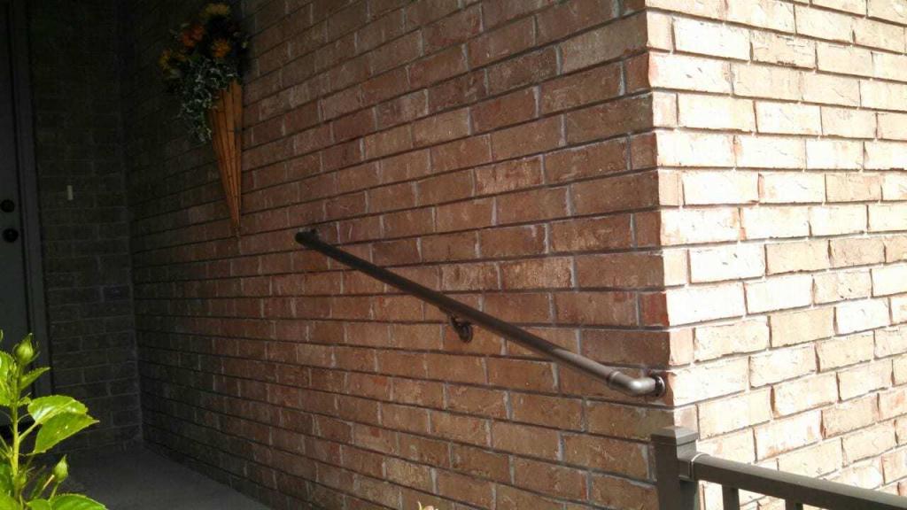 Aluminum Handrail Direct handrail on brick wall