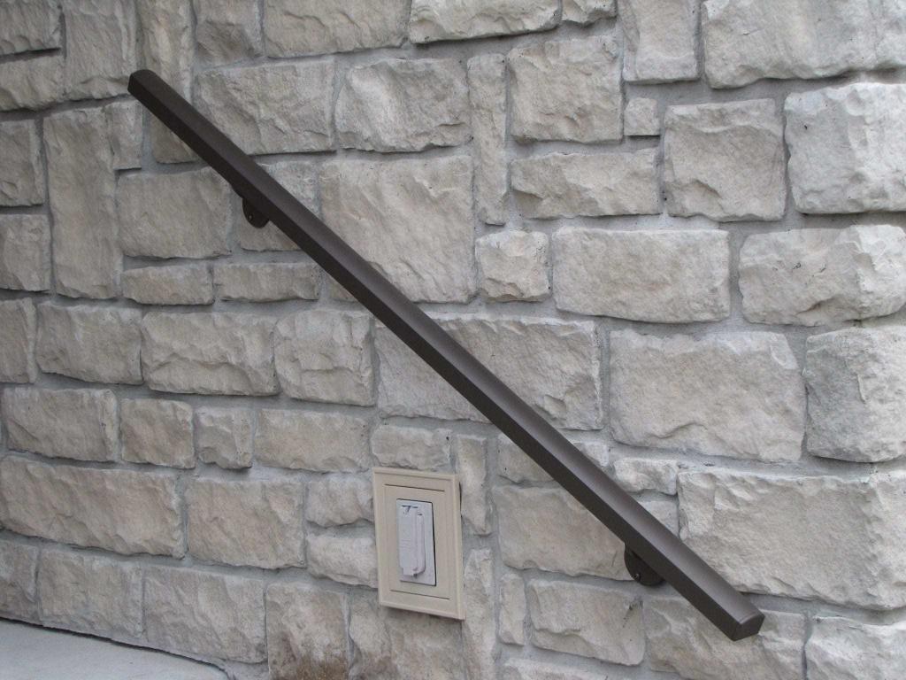 Aluminum Handrail Direct handrail installed on stone wall