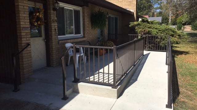 ADA Ramp with Aluminum Handrail Direct Handrail