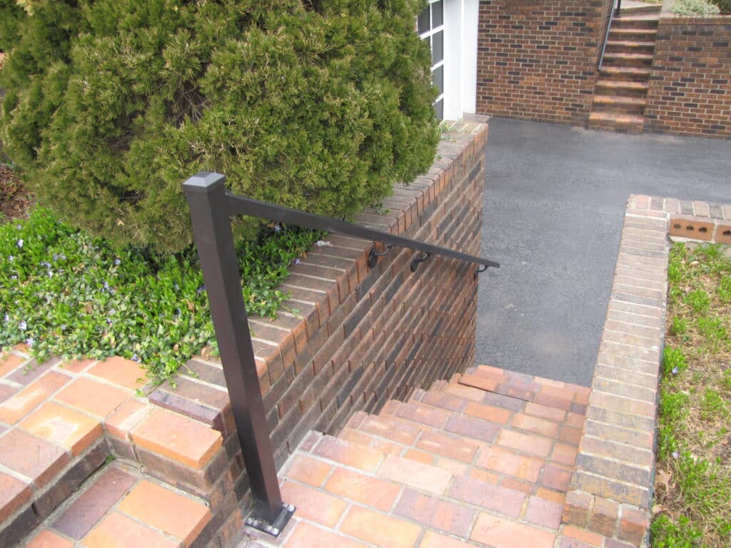 Aluminum Handrail Direct AHR Handrail on Brick Steps