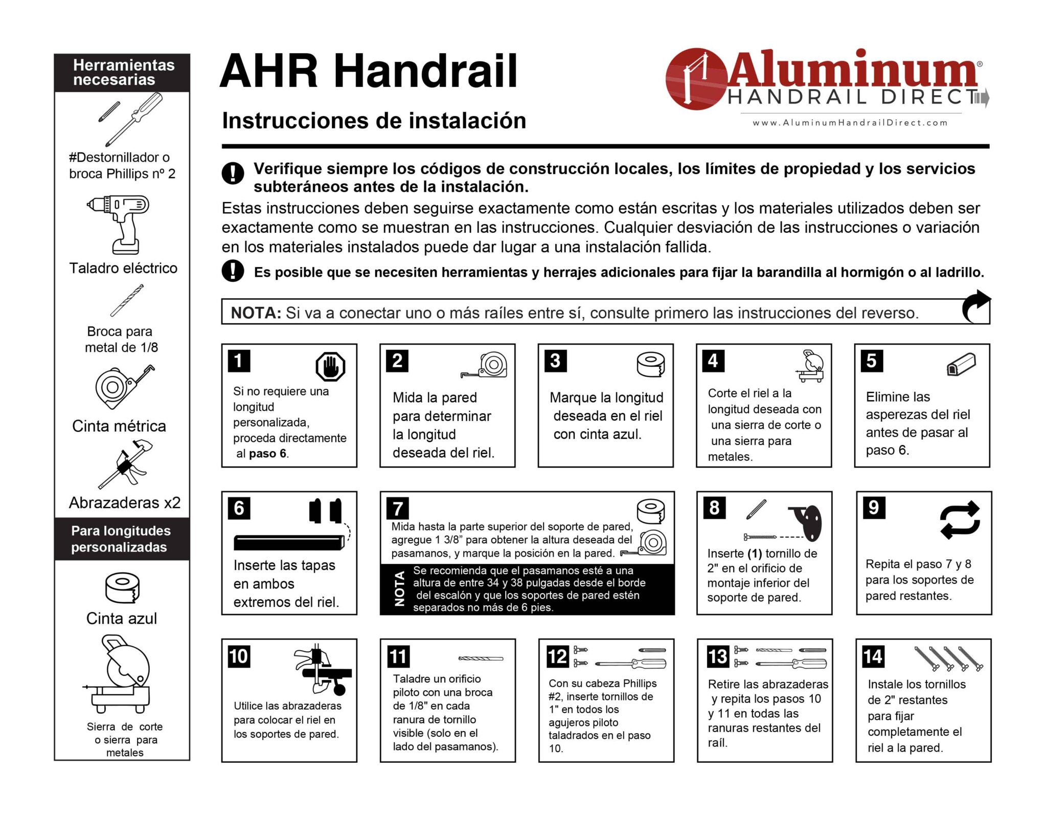 Aluminum Handrail Installation Instructions & Guides
